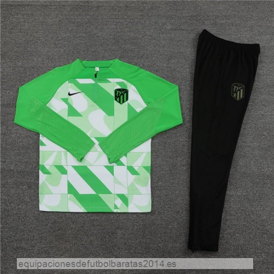 Nuevo Conjunto Completo Sudadera Entrenamiento Atletico Madrid 23/24 Verde Negro Baratas
